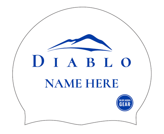 DIABLO Swim Caps with LAST NAME Set of 2 (Silicone)